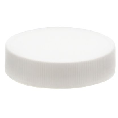 Picture of 48mm, 48-400 White PP Plastic Smooth Top, Ribbed Side Cap w/ F217 Liner