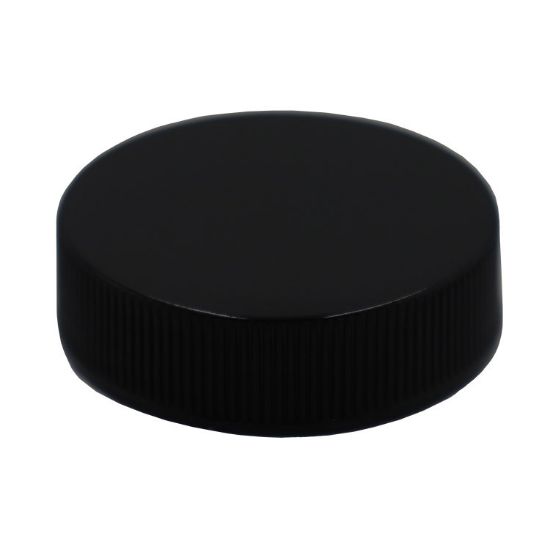 Picture of 38 mm, 38-400 Black PP Plastic Smooth Top, Ribbed Side Cap w/ F217 Liner