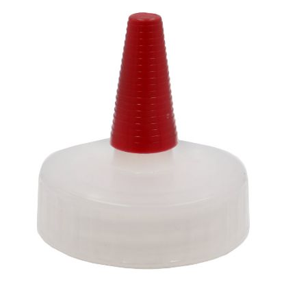 Picture of 38 mm 38-4000 Natural LDPE Plastic Yorker Spout Cap, w/ Red Sealer Long Tip Cap