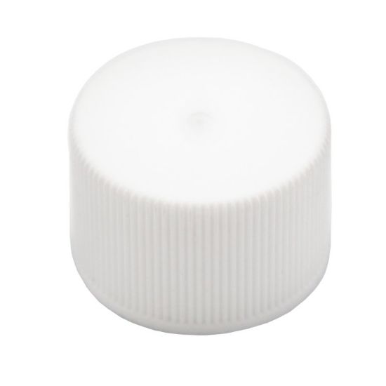 Picture of 24 mm, 24-410 White PP Plastic Matte Top, Ribbed Sides, .020 Pulp Liner Plain