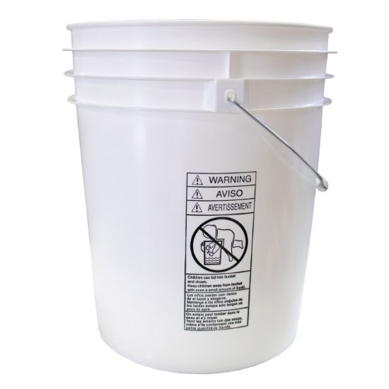 Picture of 5 Gallon White HDPE 25% PCR Plastic Open Head Pail, w/ Metal Handle and Plastic Grip