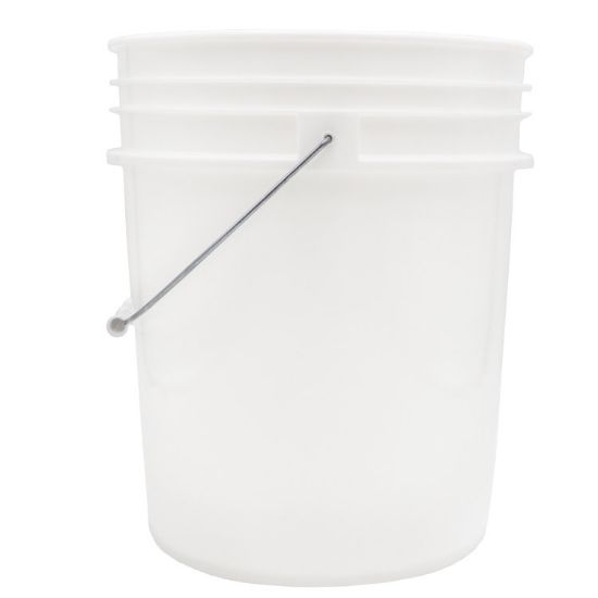 Picture of 5 Gallon White HDPE Plastic Open Head Pail, 90 mil, Metal Bail w/ White Grip
