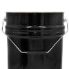 Picture of 20 Liter Black Open Head Steel Pail, Rust-Inhibited Lining, Plain Cover w/ Lever Lock Ring