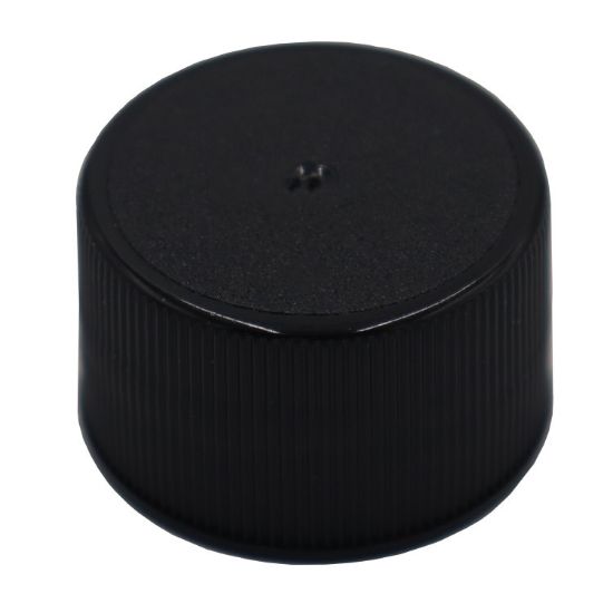 Picture of 28 mm, 28-410 Black PP Plastic Matte Top, Ribbed Side Cap, .020" Heat Seal for PET