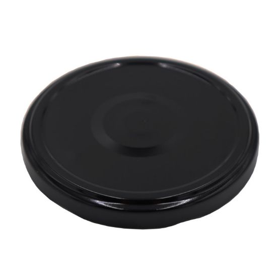 Picture of 82 mm, 82-240 Black Metal Twist Cap w/ Button, Plastisol Liner