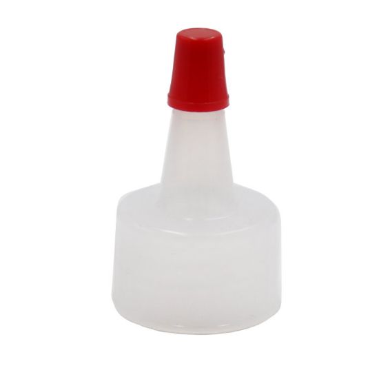Picture of 20 mm 20-410 Natural LDPE Plastic Yorker Cap w/ .030" Orifice w/ Red Tip