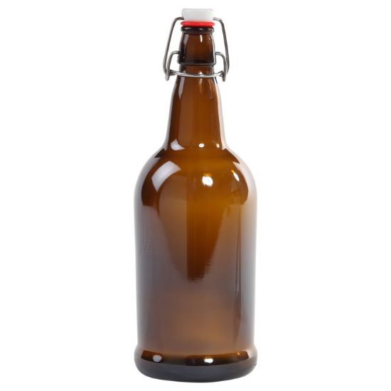 Picture of 1000 ml (1 Liter) Amber Glass Grolsch Beer Bottle, 26-611, w/ Swing-Top Cap