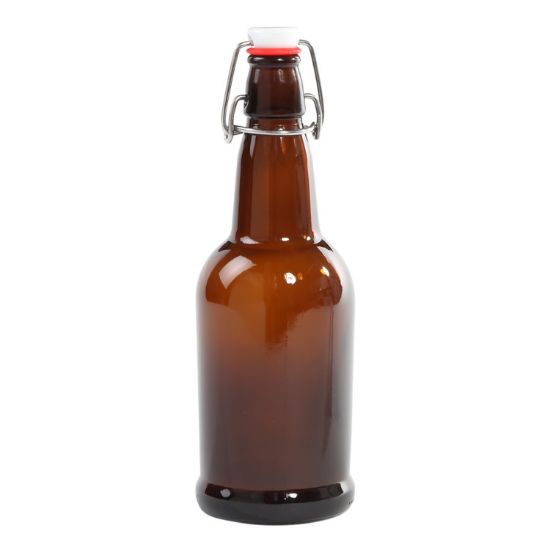 Picture of 500 ml (16 oz.) Amber Glass Grolsch Beer Bottle, 26-611, w/ Swing-Top Cap