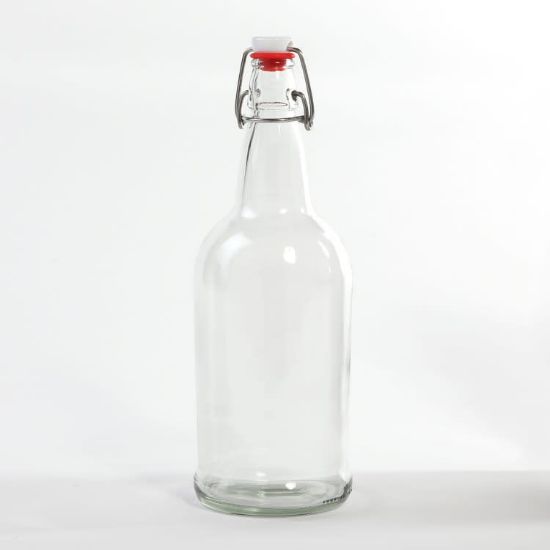 Picture of 1000 mil (32 oz.) Flint Glass Swing-Top Grolsch Beer Bottle, 26-611, w/ Swing-Top Cap