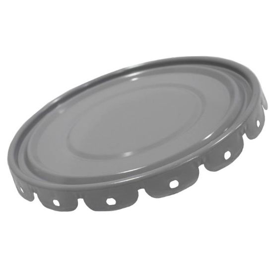 Picture of 5 GALLON GRAY RED PHENOLIC LINED STEEL LUG COVER, 24 GAUGE