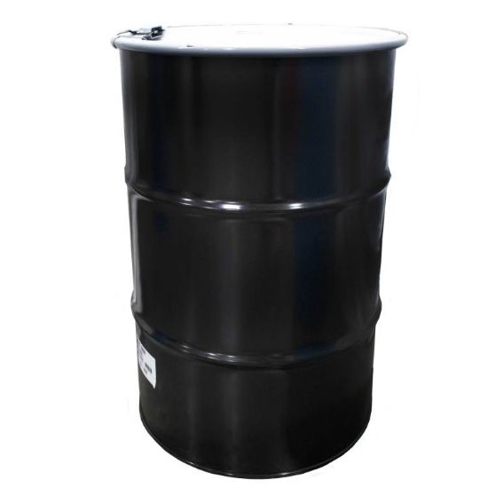 Picture of 55 Gallon Black Steel Open Head Drum, 100 % Phenolic Lining, White Cover, 2" X 3/4" Fitting, Lever Lock Ring