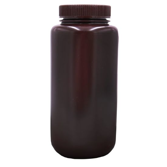 Picture of 32 oz Amber HDPE Plastic Wide Mouth Round Bottle, 63-415, 16 Gram w/ Amber Closure