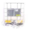 Picture of 275 Gallon New IBC Tote, Natural New Bottle, Grounded, 2" Butterfly Valve, Teflon Gasket, NPT Thread, 6" Cap, Viton Gasket New Cage Composite Grounded Pallet, Bagged, UN Rated