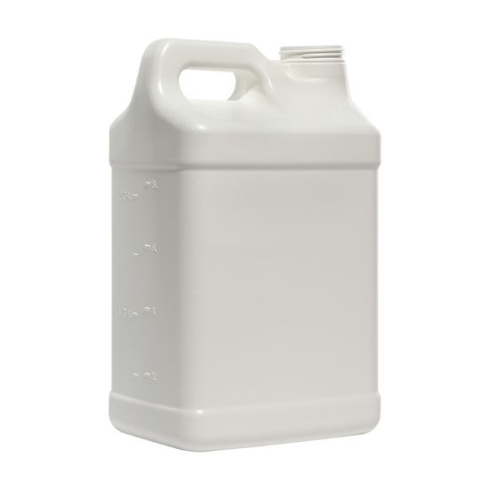 Picture of 2.5-Gallon F-Style Fluorinated Level 9 White HDPE Plastic Bottle, 63 MM