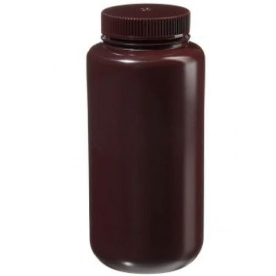 Picture of 1 Liter Amber HDPE Plastic Wide Mouth Leakproof Bottle, 63-415, 90 Gram, Unassembled w/ Cap in Box