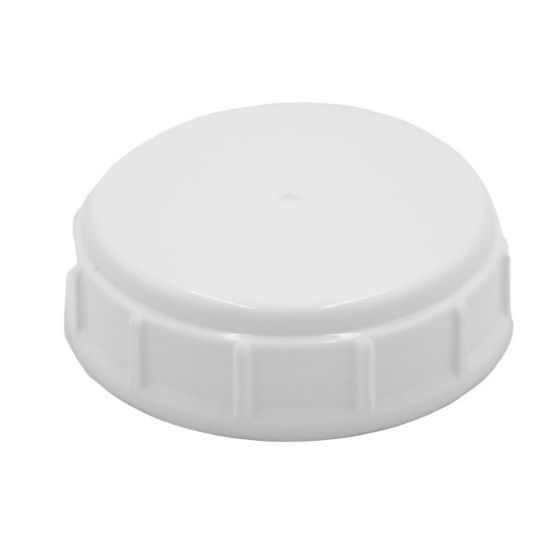 Picture of 63MM White PP Smooth Top, Ribbed Side Cap, M1 Foil Heatseal Lined PE, Plain