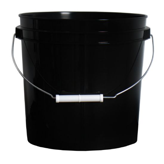 Picture of 2 Gallon Black HDPE Plastic Open Head Pail w/ Metal Handle