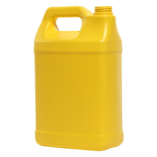 Picture of 4 Liter Yellow HDPE Plastic F-Style Bottle, 38mm 38-400, 165 Gram