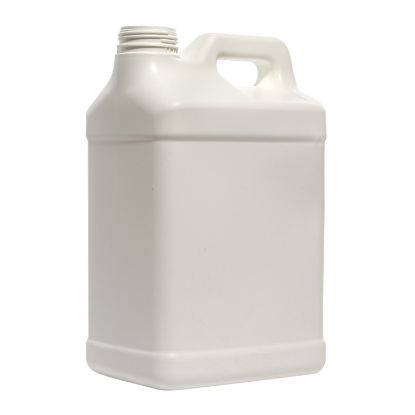 Picture of 2.5 Gallon White HDPE Plastic F-Style Trimline Bottle, 63 mm Rieke Tamper Evident ABO, 350 Gram