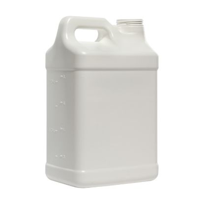 Picture of 2.5 Gallon White HDPE Plastic F-Style Bottle, Flame Treated, 63 mm Rexam DOT Child Resistant, 350 Gram