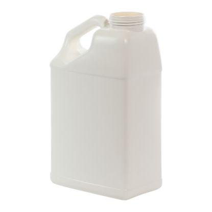 Picture of 1.25 Gallon White HDPE Plastic Slant Handle F-Style Bottle, 63mm 63-485
