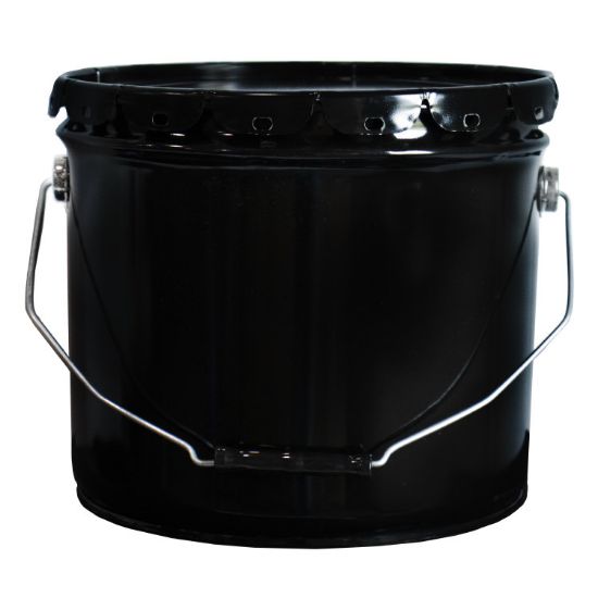Picture of 3.5 Gallon Black Steel Open Head Pail, Single Bead, Rust Inhibited Lining, w/ Lug Cover, Flow in Gasket
