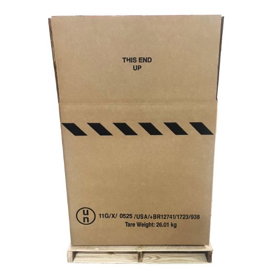 Picture of Intermediate Bulk Container, Cubic Yard Container with Pallet, Triple Wall Fluted Corrugated Box, UN Rated, Nails & Liner Included