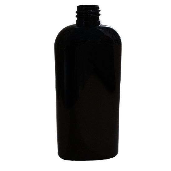 Picture of 4 oz Black PET Plastic Cosmo Oval Bottle, 20mm 20-410, 14.8 Gram