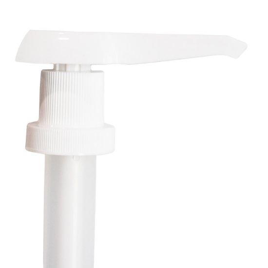 Picture of 38mm 38-400 White PP Plastic Lock Down Pump, Fine Ribbed, M-30, 30cc, 11" DT