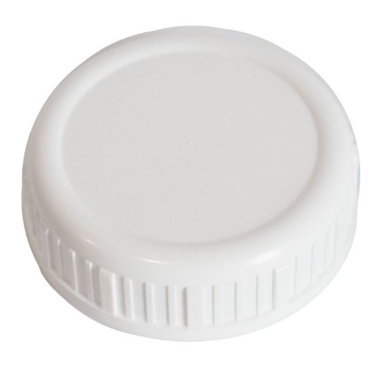 Picture of 63mm 68-485 White PP Plastic Screw Cap, w/ Pressure Sensitive PE Liner
