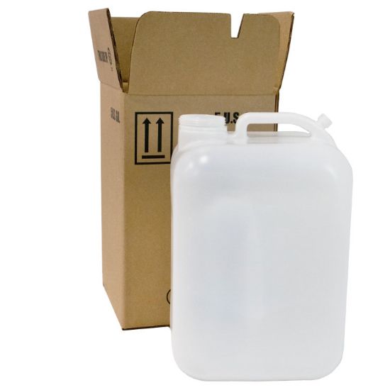 Picture of 5 Gallon Natural HDPE Plastic Hedpak Pail, 70mm Opening Cap, w/ Assembled Kraft Carton, UN Rated