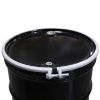 Picture of 55 Gallon Black Steel Open Head Drum, Red Phenolic Lining, w/ Black Cover w/ Low Density Gasket, 2" x 3/4" Fitting Poly Irradiated Gasket, UN Rated