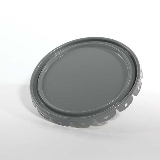 Picture of 5 Gallon Gray Steel Lug Pail Cover, Rust Inhibited, 24 Gauge, No Fittings, Flow in Gasket, UN Rated