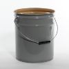 Picture of 5 Gallon Gray Steel Open Head Pail, 3.5 Double Bead, Buff Epoxy Lining, w/ Lug Cover, Flow in Gasket