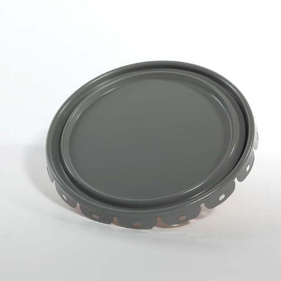 Picture of 5 Gallon Gray Steel Lug Pail Cover, Buff Epoxy Phenolic Lining, 24 Gauge, No Fittings, Flow in Gasket UN Rated