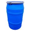 Picture of 55 Gallon Blue HDPE Plastic Open Head Drum, w/ Blue Cover, No Fittings, Lever Lock Ring, w/ Neck In, UN Rated