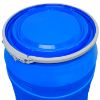 Picture of 55 Gallon Blue HDPE Plastic Open Head Drum, w/ Blue Cover, No Fittings, Lever Lock Ring, w/ Neck In, UN Rated