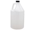 Picture of 128 oz Natural HDPE Plastic Industrial Round Bottle, 38mm 38-400 w/ Black Phenolic Cap