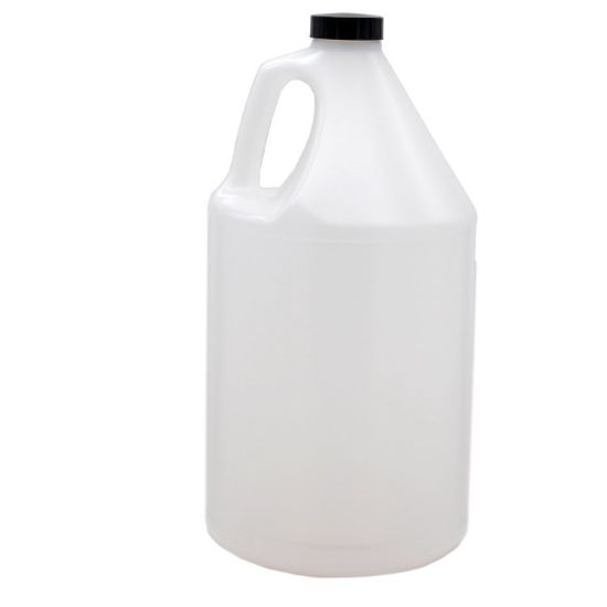 Picture of 128 oz Natural HDPE Plastic Industrial Round Bottle, 38mm 38-400 w/ Black Phenolic Cap