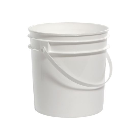 Picture of 1 Gallon White HDPE Plastic Open Head Pail w/ Plastic Handle