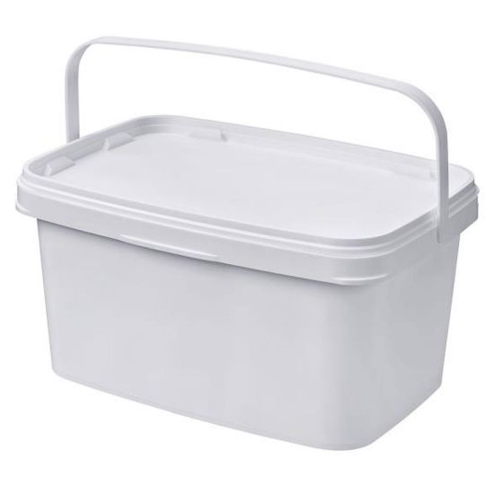 Picture of 5.6 Liter White PP Plastic Rectangular SuperCube® Tub w/ Plastic Handle