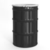 Picture of 55 Gallon Black Steel Open Head Drum, White Cover, Light Buff Epoxy Lining, 2" & 3/4 Nylon Fitting, Irradiated Gasket, UN Rated