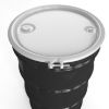 Picture of 55 Gallon Black Steel Open Head Drum, White Cover, Light Buff Epoxy Lining, 2" & 3/4 Nylon Fitting, Irradiated Gasket, UN Rated