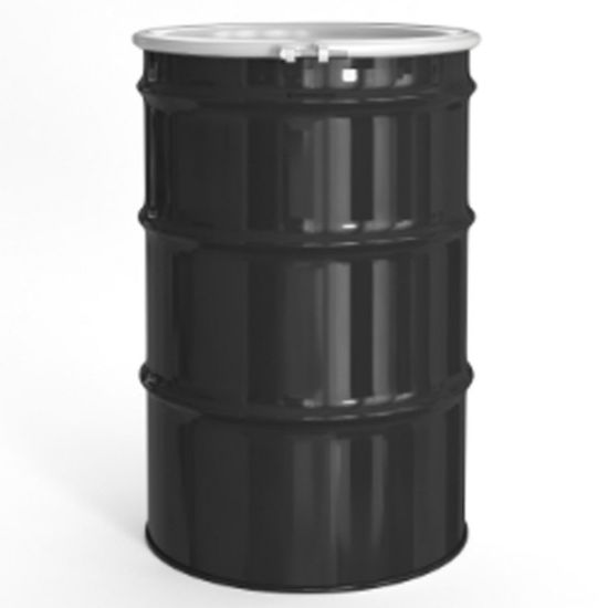 Picture of 55 Gallon Black Steel Open Head Drum, Buff Phenolic Lining, w/ White Cover, EPDM Gasket 2"&3/4", Bolt Ring, UN Rating