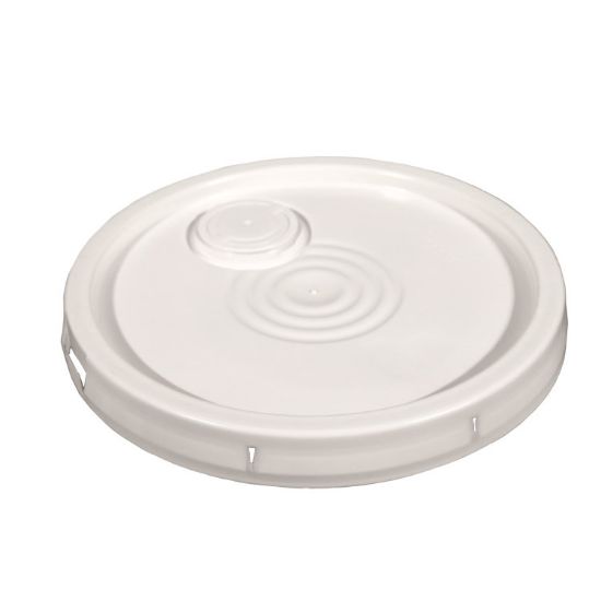 Picture of 3.5-6 Gallon White HDPE Plastic Tear Tab Pail Cover, w/ Plastic Spout