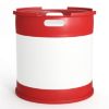Picture of 15 Gallon Natural Plastic Tight Head Drum, 2" & 3/4" Fittings, Red Lifting & Foot Ring, UN Rated