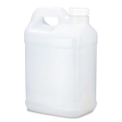 Picture of 2.5 Gallon Natural HDPE Plastic F-Style Rectangular Bottle, 2x1, Kraft Box, 63 mm Neck Finish