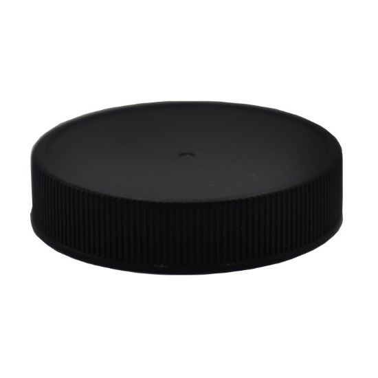 Picture of 48 mm, 48-400 Black PP Plastic Matte Top, Ribbed Side Cap w/ F217 Liner
