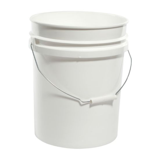 Picture of 5 Gallon White HDPE Plastic Open Head Pail w/ Gold CWL