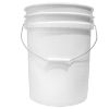 Picture of 20 Liter White HDPE Plastic Open Head Pail W/ Black Child Warning Label, Metal Bail